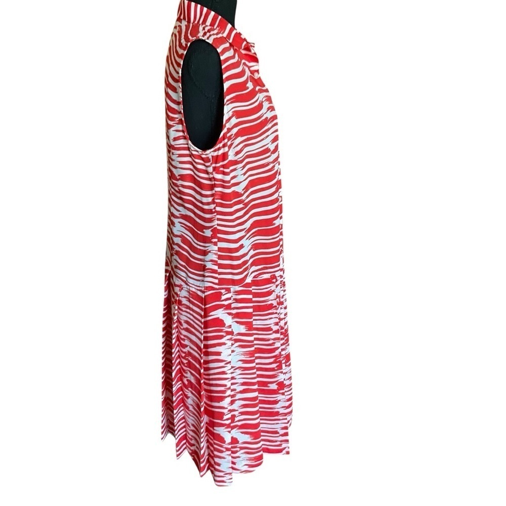 Cabi Red White Brushstroke Sleeveless Button Front Midi Dress Size M - Picture 7 of 11